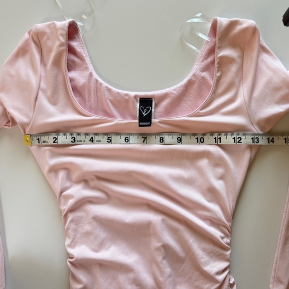 Windsor Smooth Silhouette Long Sleeve Ruched Midi Dress Baby Powder Pink Small - Picture 7 of 10